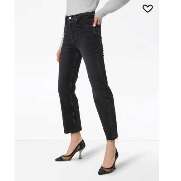 NWT RE/DONE 70s Stove Pipe Jeans in Black Size 25 FLAWED - Picture 1 of 16